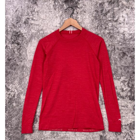 Tracksmith Shirt Small Womens Brighton Base Layer Long Sleeve Merino Mesh Red - Picture 1 of 8